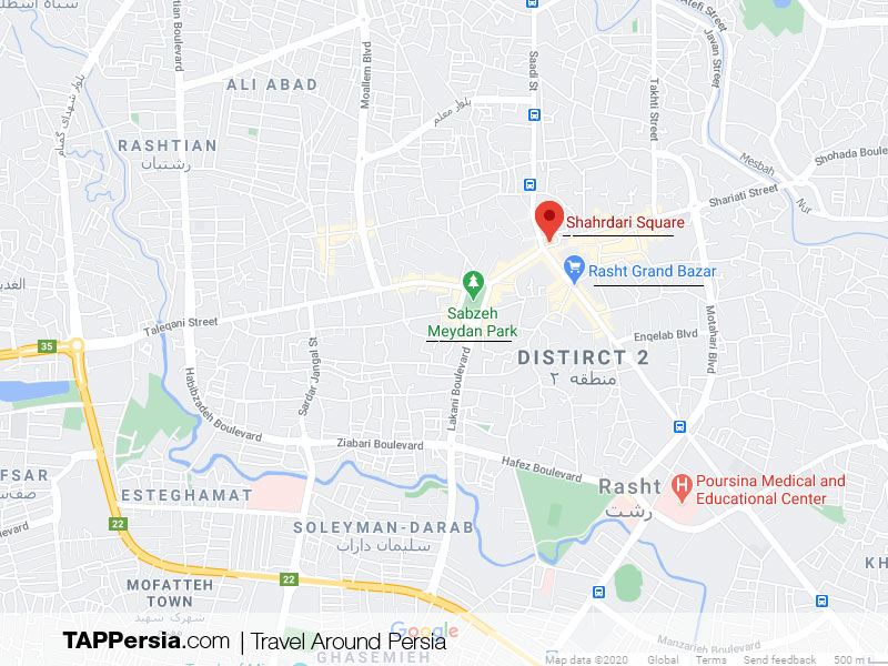 Shahrdari Square in Rasht - Iran - Location