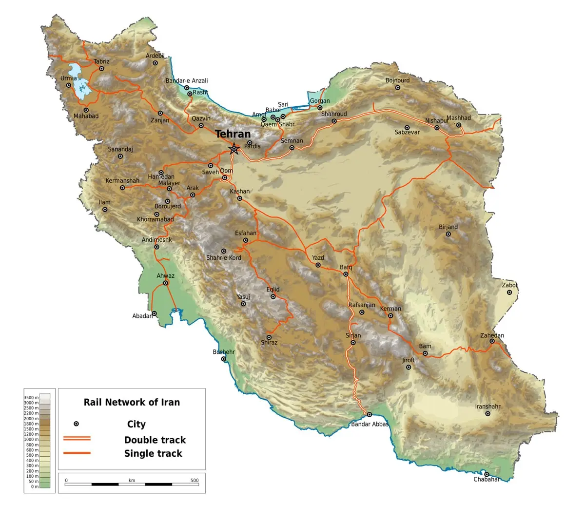Map Iran rail ways