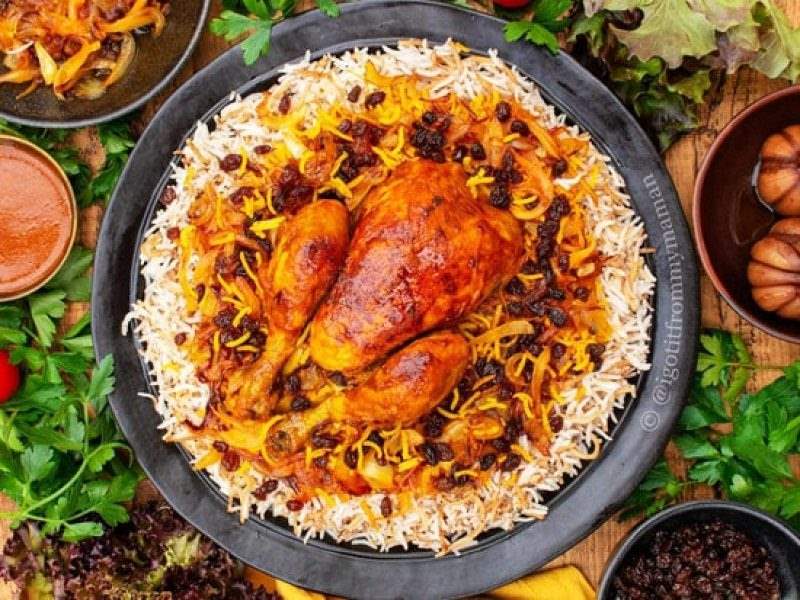 Traditional Shirazi Dinner Dupiaza Saffron Chicken Tappersia