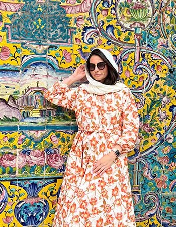 Solo Female Traveler in Golestan Palace in Tehran Iran